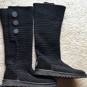 Black Ugg Boots with Button Detail
